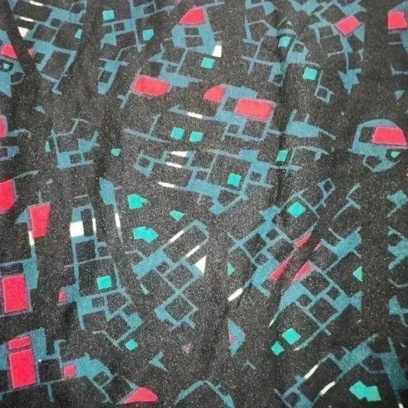 Lularoe TC black , teal & hot pink geometric pattern leggings. NWOT. - Picture 3 of 5